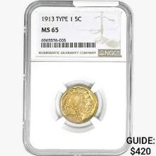 1913 Buffalo Nickel NGC MS65 Type 1