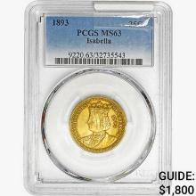 1893 Isabella Silver Quarter PCGS MS63