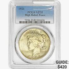 1921 Silver Peace Dollar PCGS VF35 High Relief