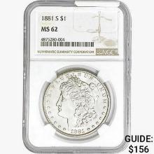 1881-S Morgan Silver Dollar NGC MS62