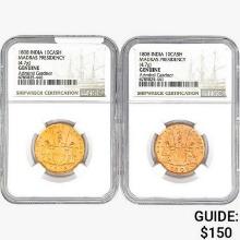 [2]1808 India 10Cash Madras Presidency NGC Genuine