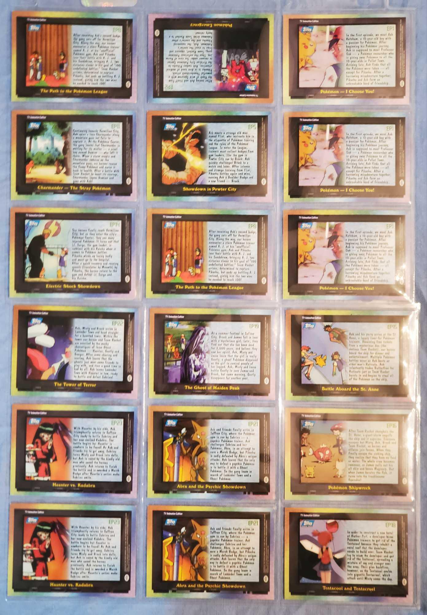 Album of Approx 250 1999 to 2000 Pokemon The TV Animation Series and Movie Cards by Topps