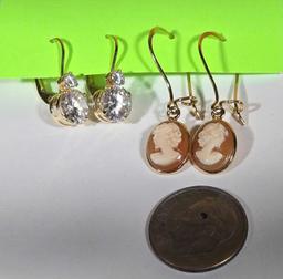 2 Pair of 14k Gold Dangle Earrings