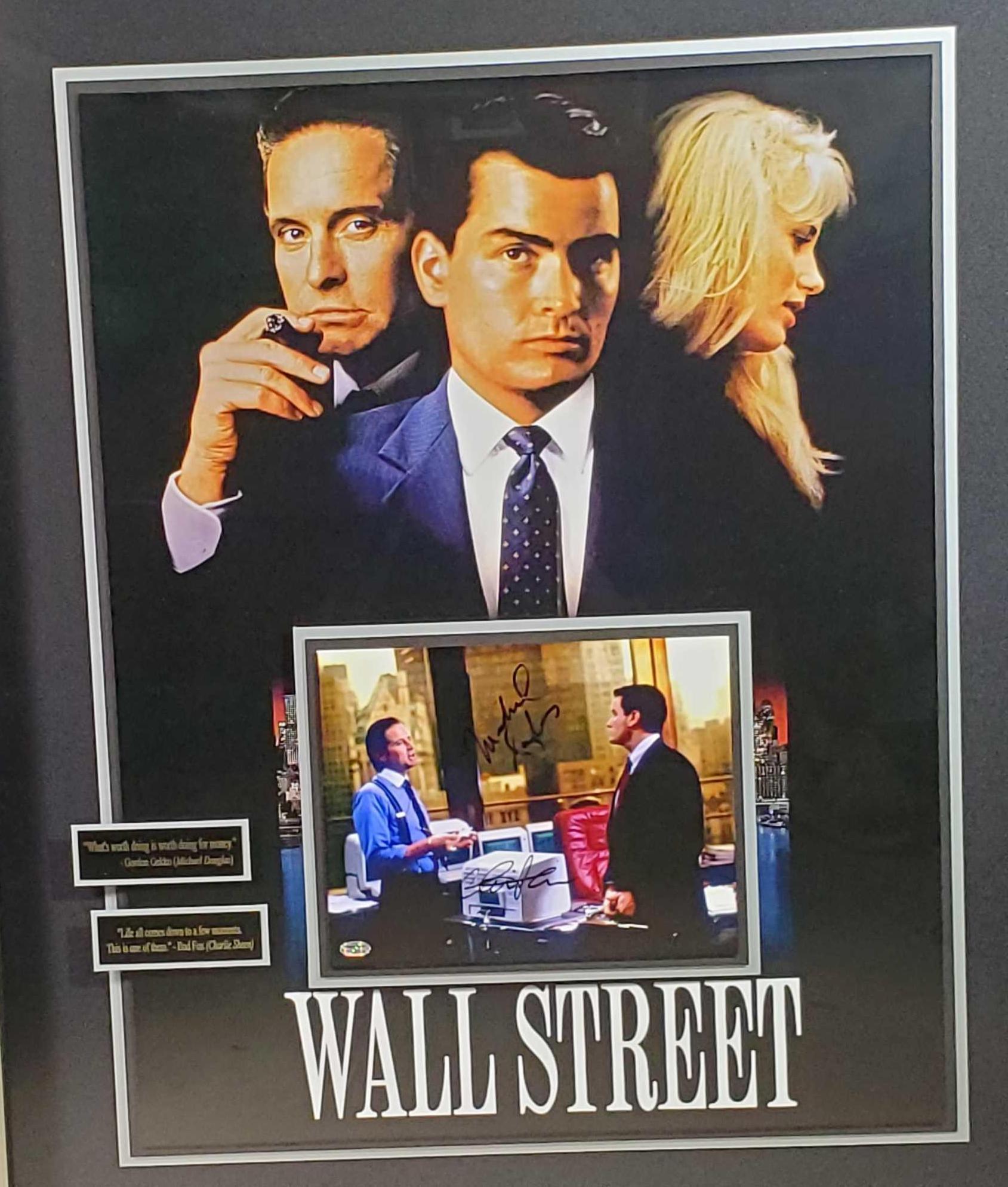Signed MIchael Douglas and Charlie Sheen Wall Street Photo with COA