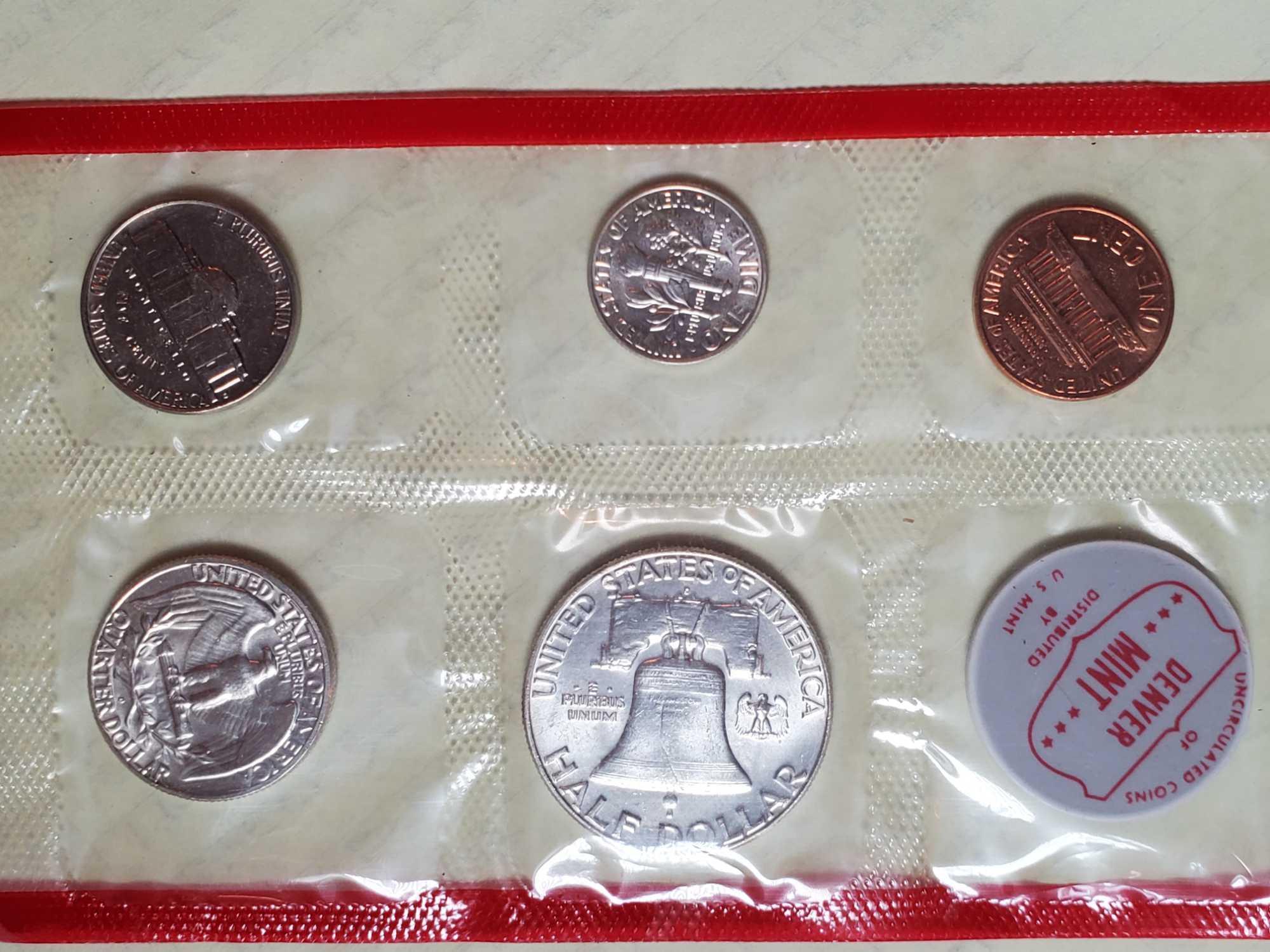 5 Consecutive Years US Mint Silver Single Celo Pack Proof Sets 1959-1963 with Franklin