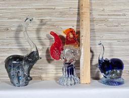 9 Art Glass Animal Figurines