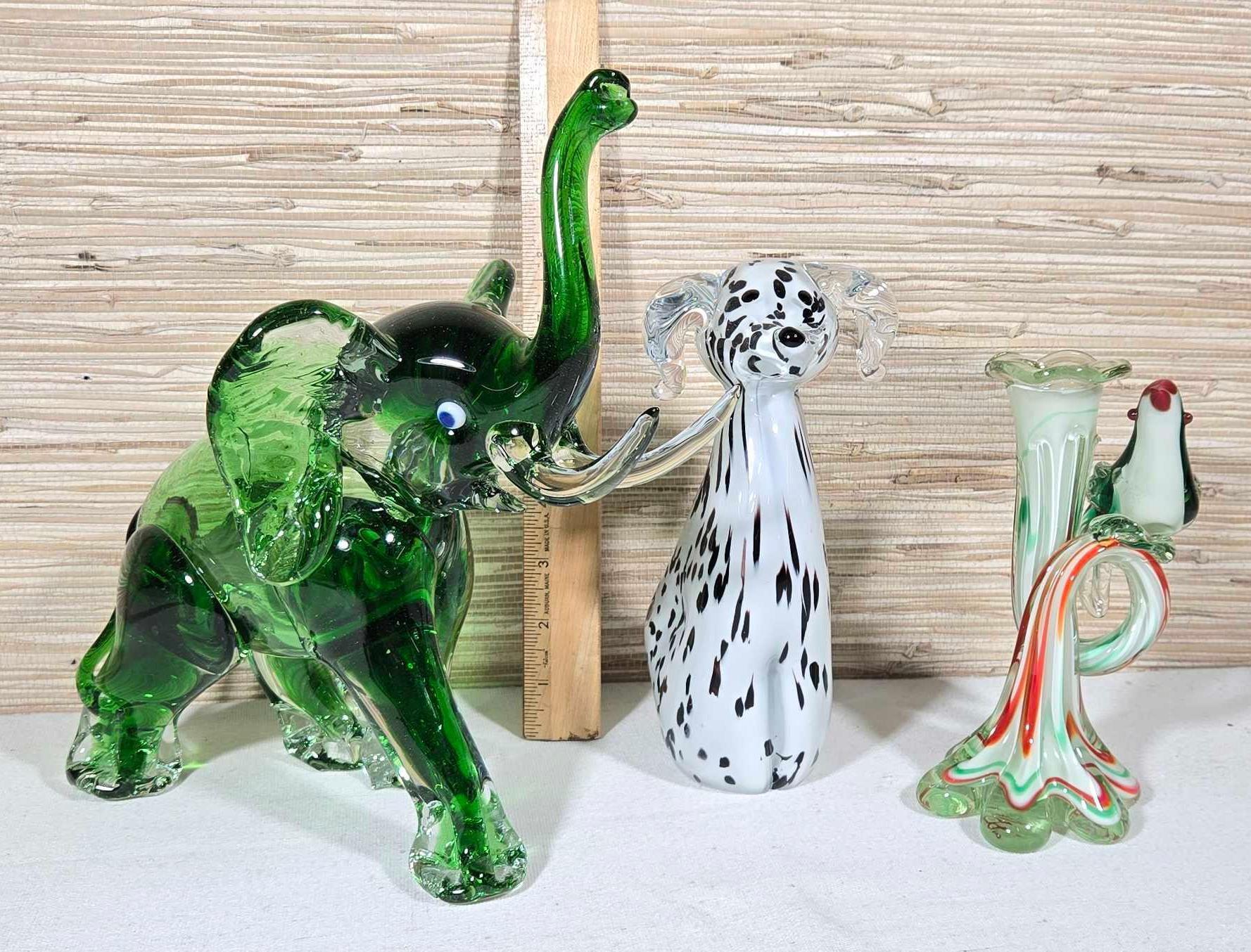 9 Art Glass Animal Figurines
