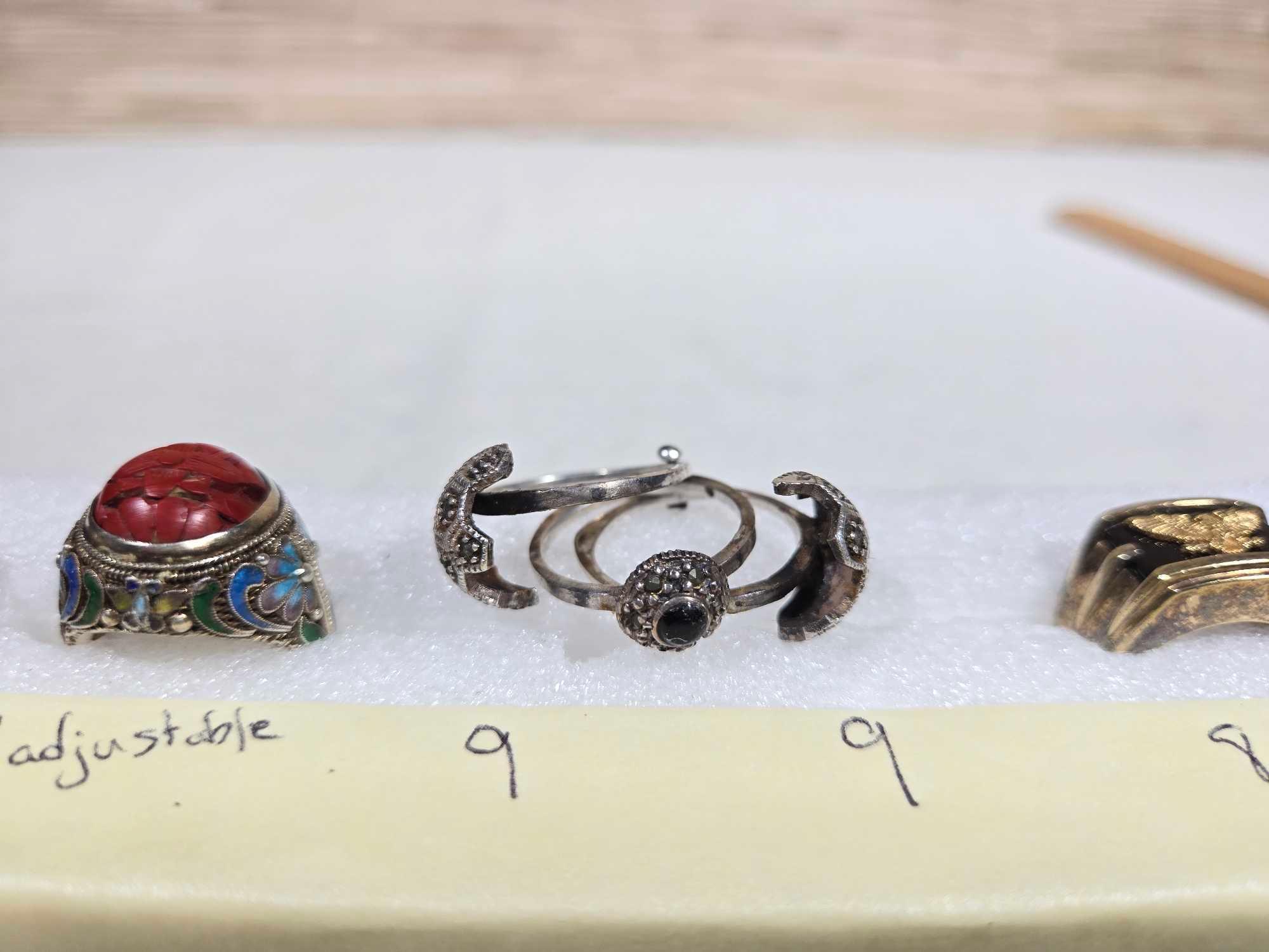 10 Vintage Sterling Silver Rings