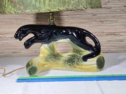 Great 1950's Ceramic TV Panther Lamp with Orig. Shade