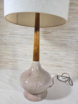 Mid Century Pottery and Walnut Table Lamp