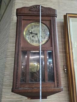 Oak Case Art Deco Wall Regulator Clock