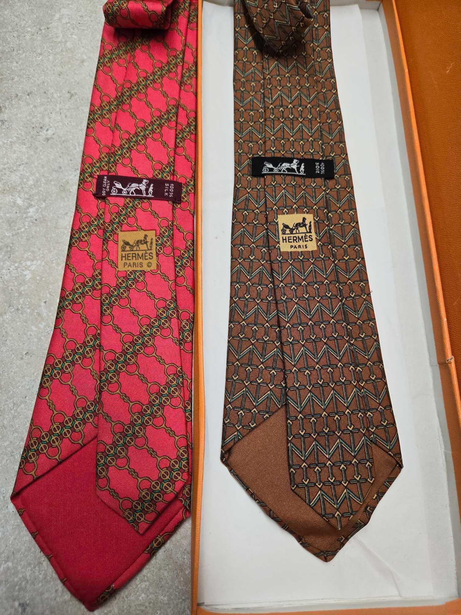 2 Men's Vintage Hermes Silk Ties and More