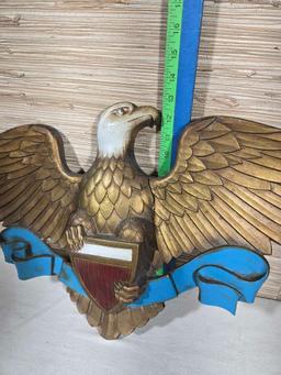 Vintage Painted Metal Eagle Wall Plaque