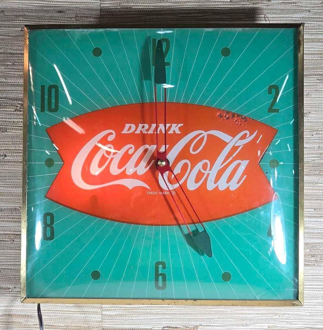 1960s Coca Cola Green With Red Fishtail Pam Clock