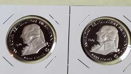 6 American Revolution Bicentennial Silver Medals (2 each 1974, 1975, and 1976)