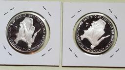 6 American Revolution Bicentennial Silver Medals (2 each 1974, 1975, and 1976)