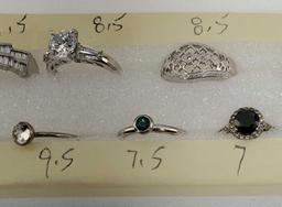 Tray Lot Of Sterling Silver Rings
