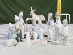 11 Pc Med Size Lladro Porcelain Nativity Set