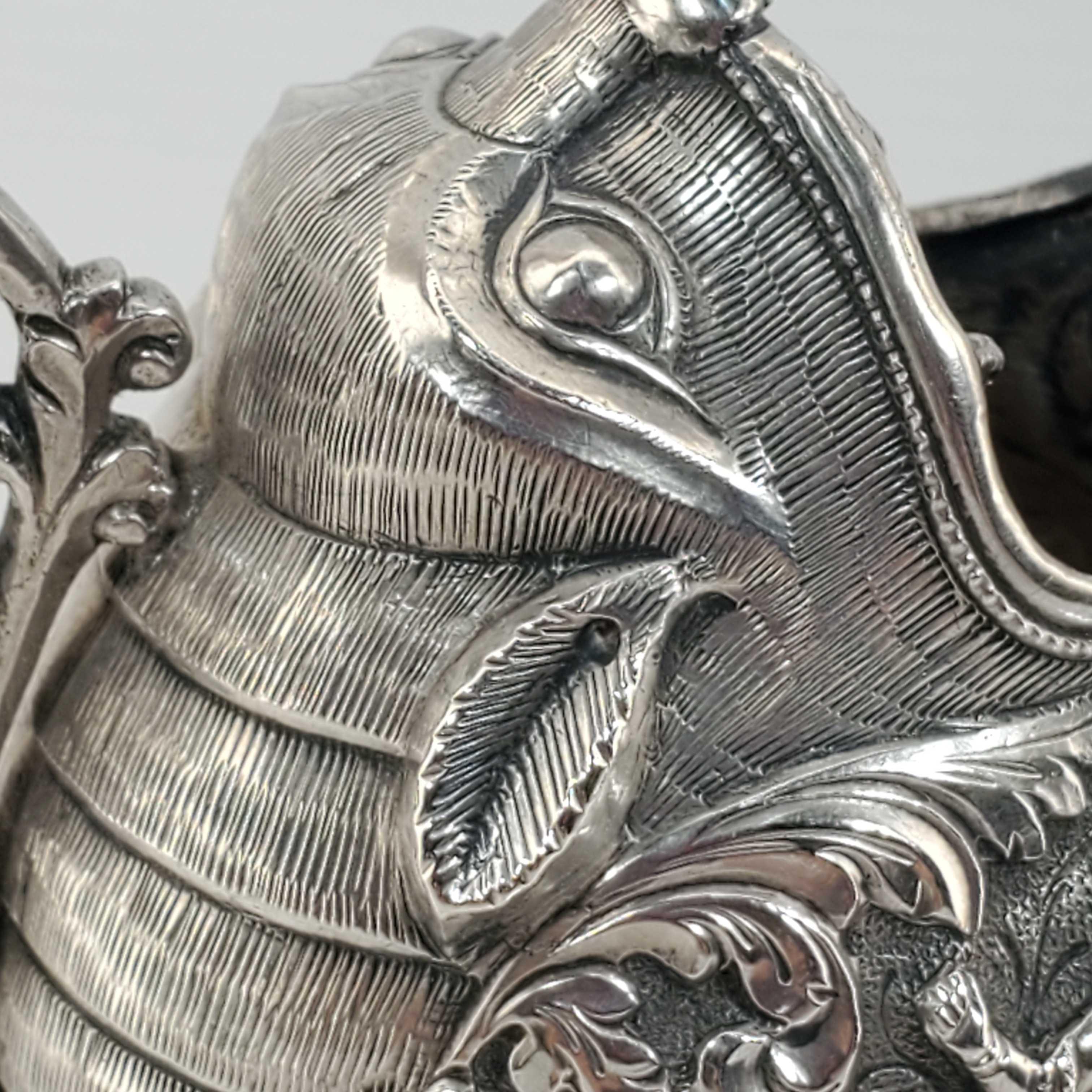 19th Century Indian Kutch Repousse Fine Silver Miniature Mythical Pitcher