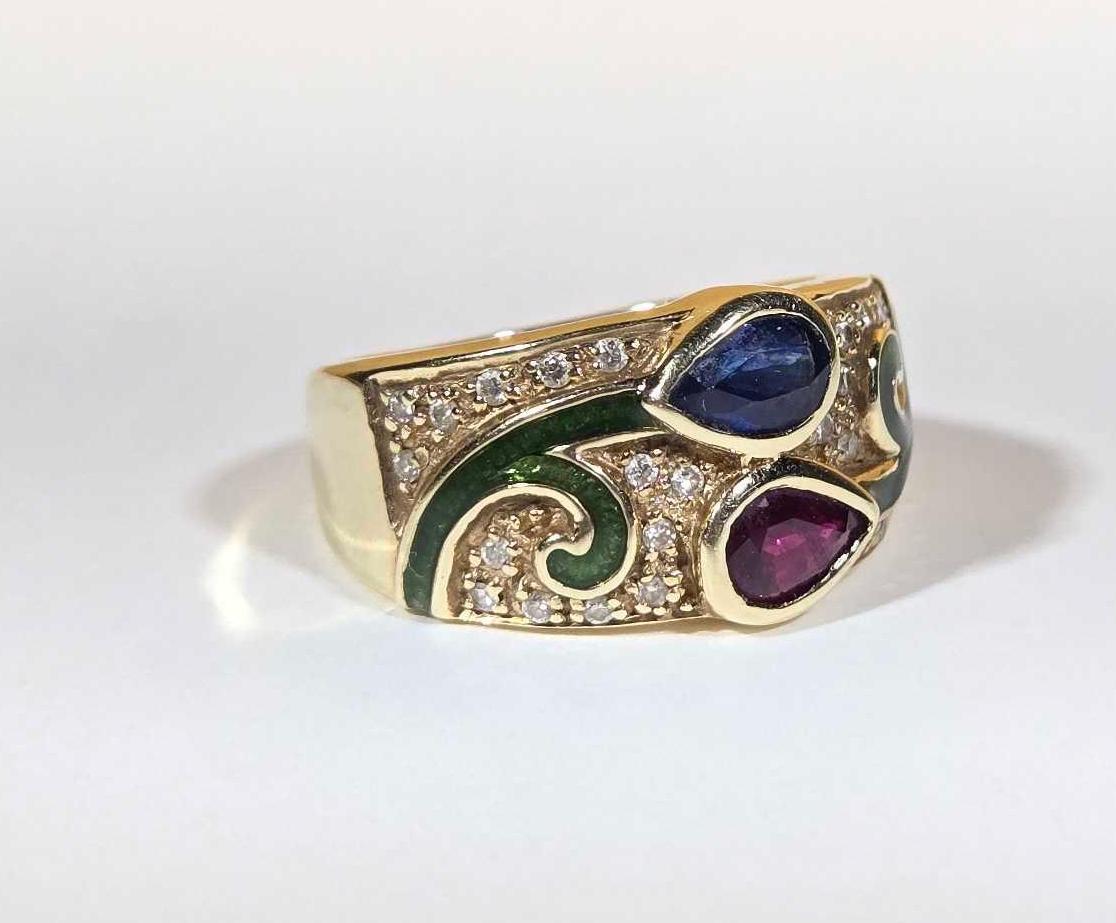 Lovely Ruby & Sapphire 14k Gold Ring
