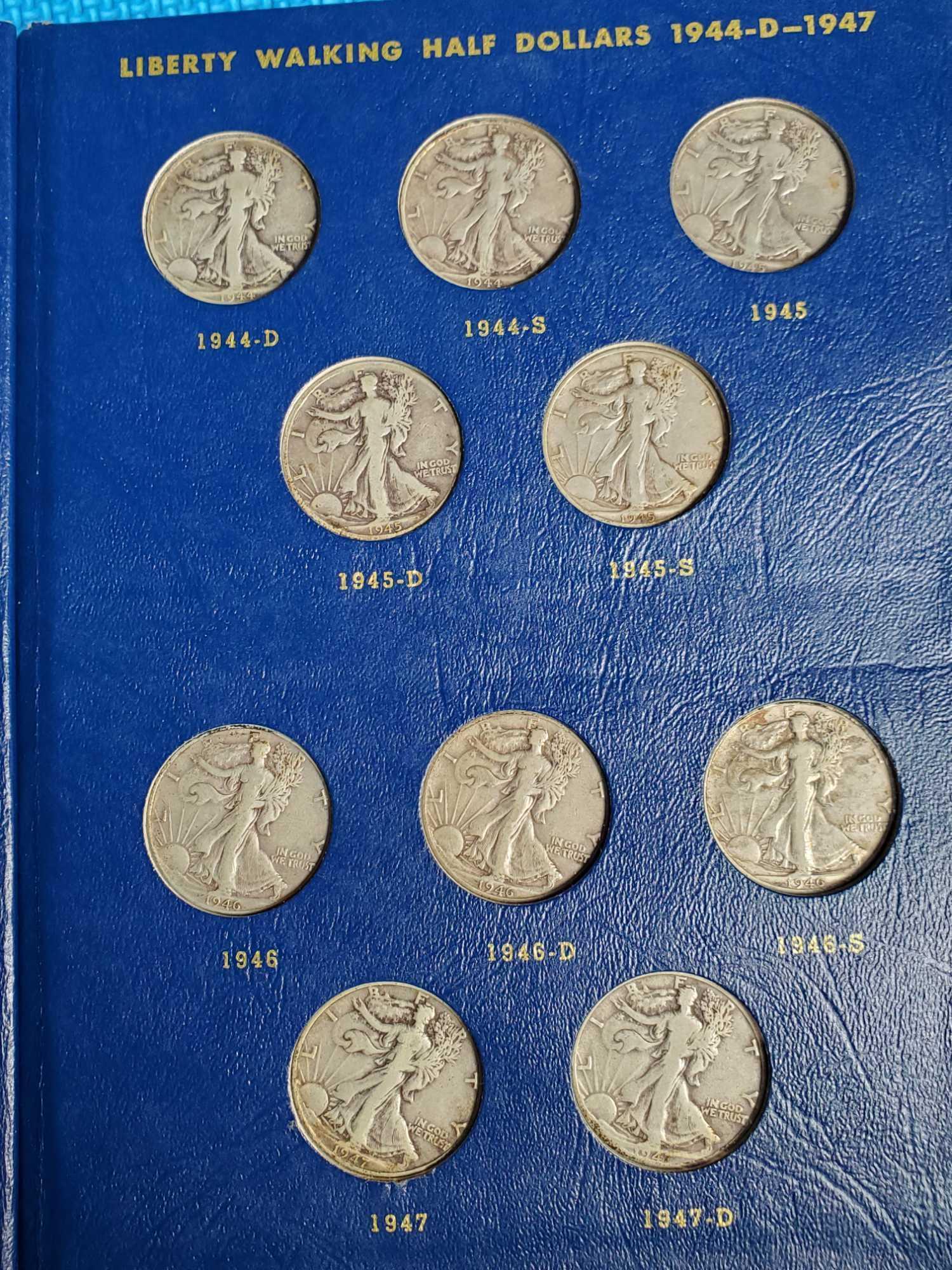 US Silver 1941-1947 Walking Liberty Silver Half Dollars Album (Complete)
