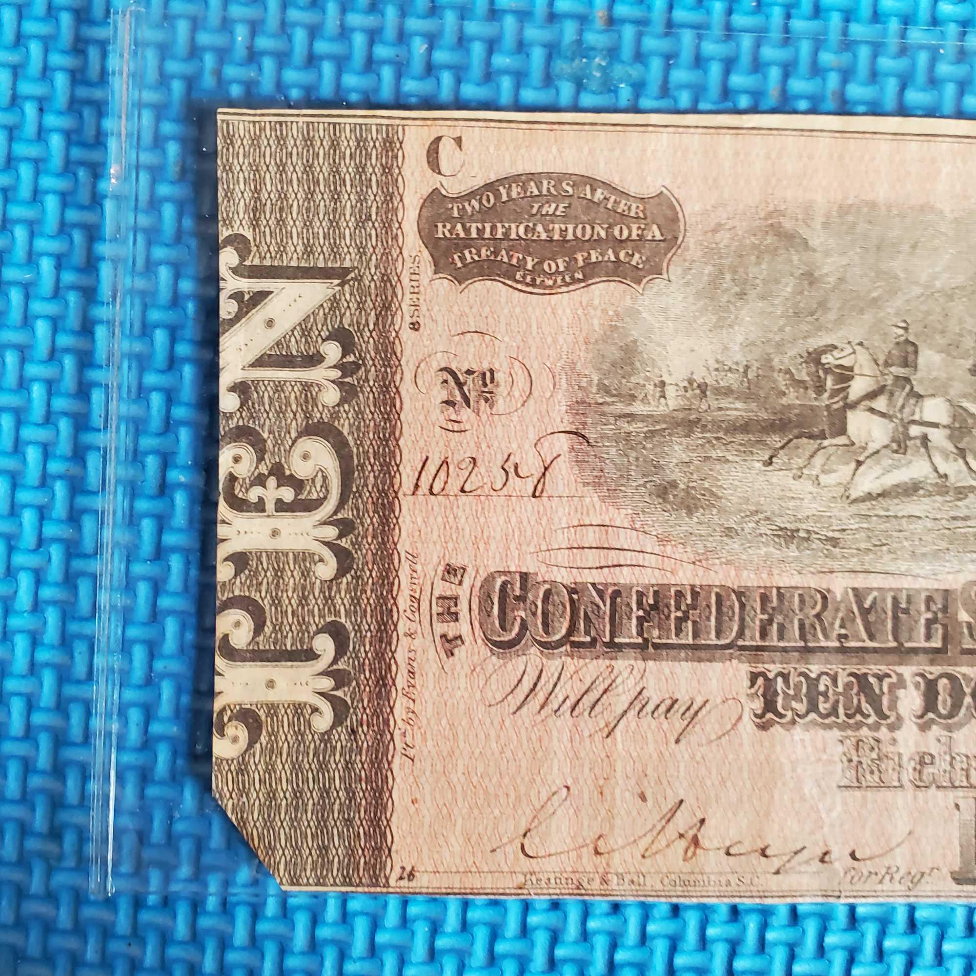 3 Confederate States of America Ten Dollars Notes Richmond 1864