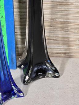 9 Art Glass Bud Vases In Various Heights and Colors