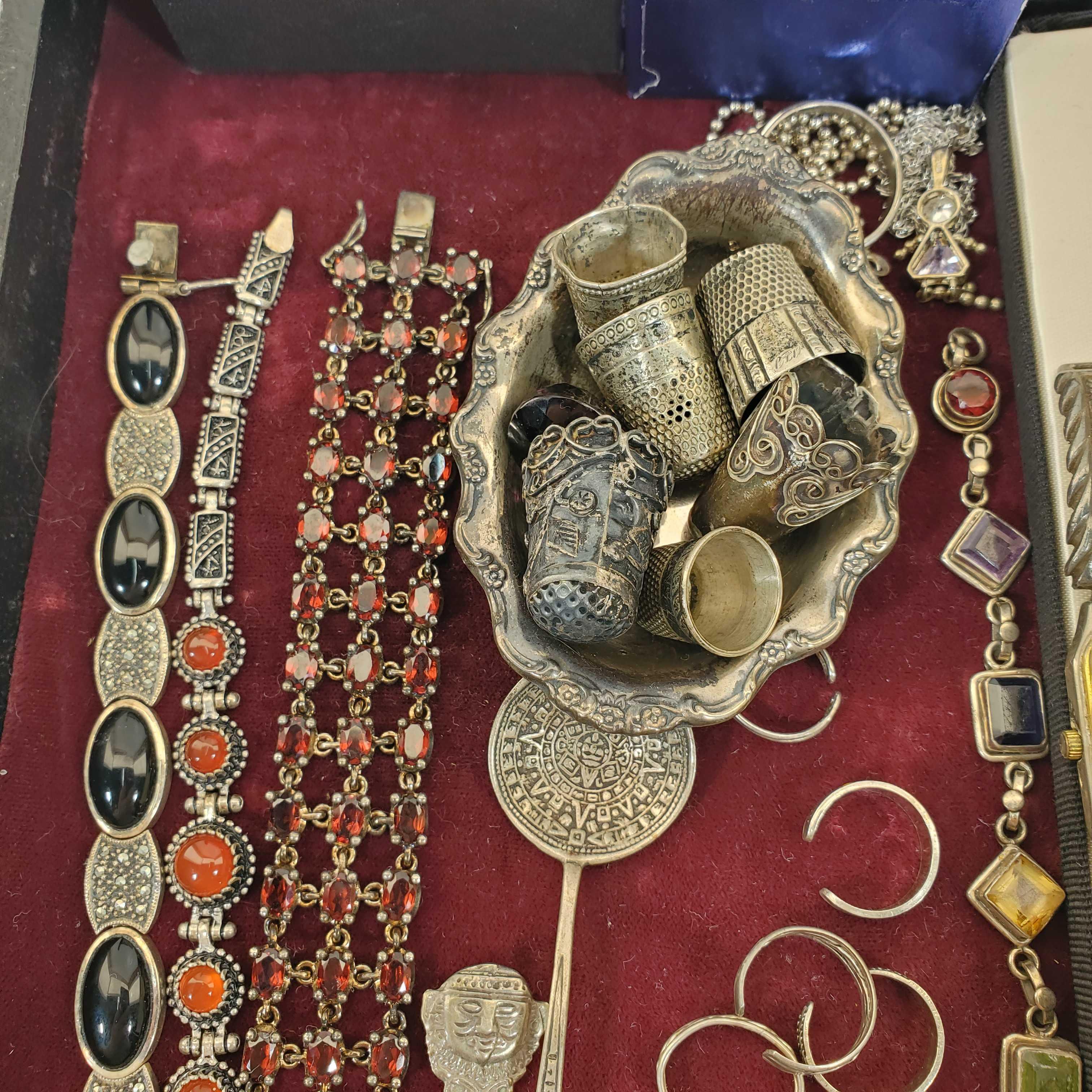 Tray Lot Of Sterling Silver Jewelry And More