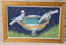 1975 Carlo Signorini Italian Glass Mosaic "Watering Doves"