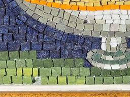 1975 Carlo Signorini Italian Glass Mosaic "Watering Doves"