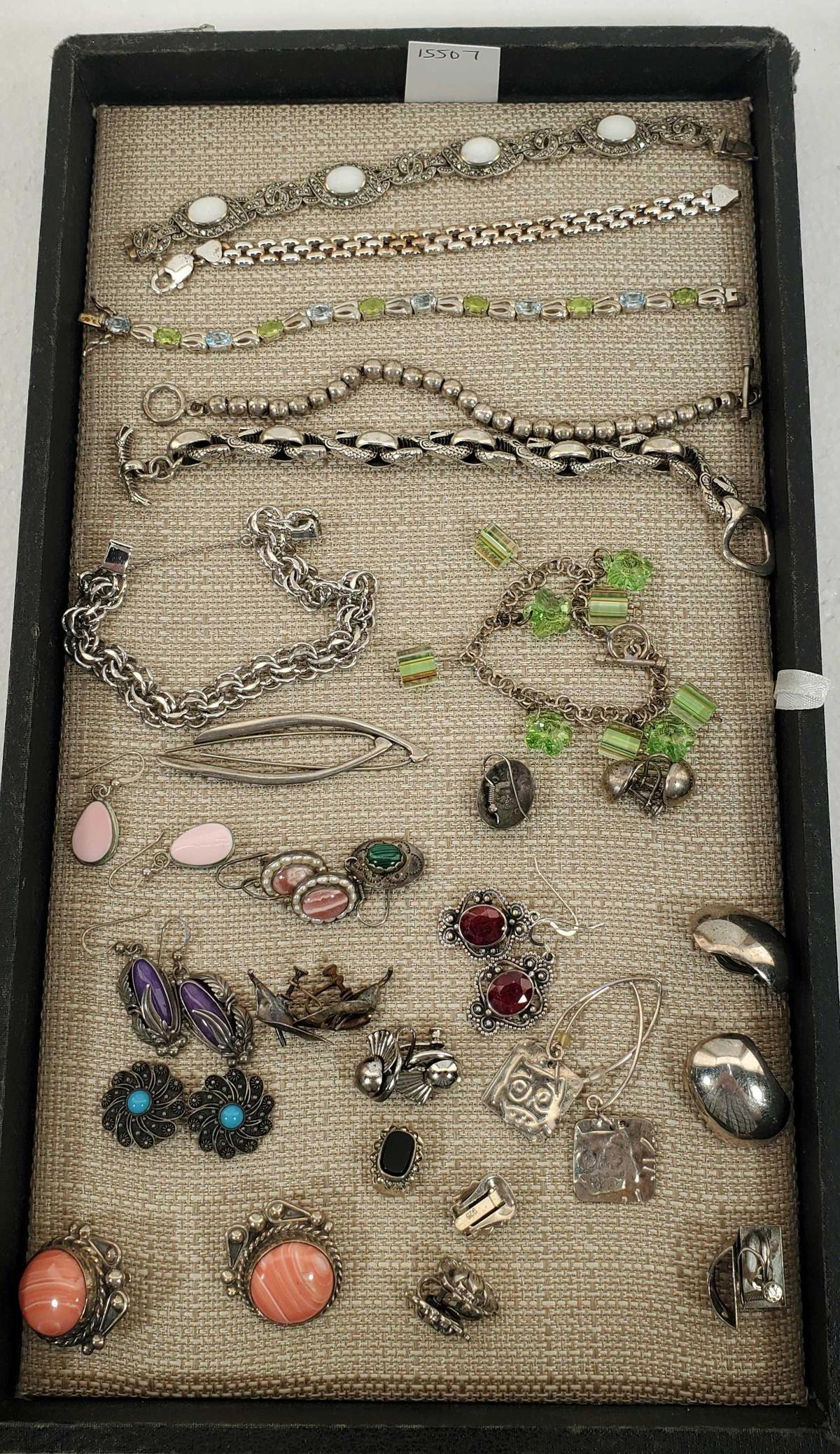 Tray Lot Of Sterling Silver Jewelry