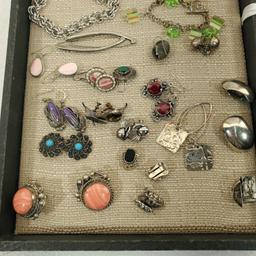 Tray Lot Of Sterling Silver Jewelry