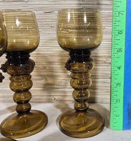 Set of 6 Vintage Roemer Art Glass Goblets