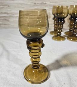Set of 6 Vintage Roemer Art Glass Goblets