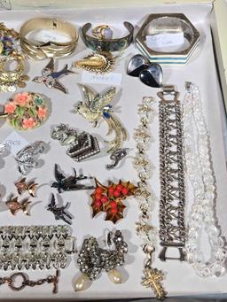 Case Lot of Vintage Costume Jewelry incl. Signed Pcs.