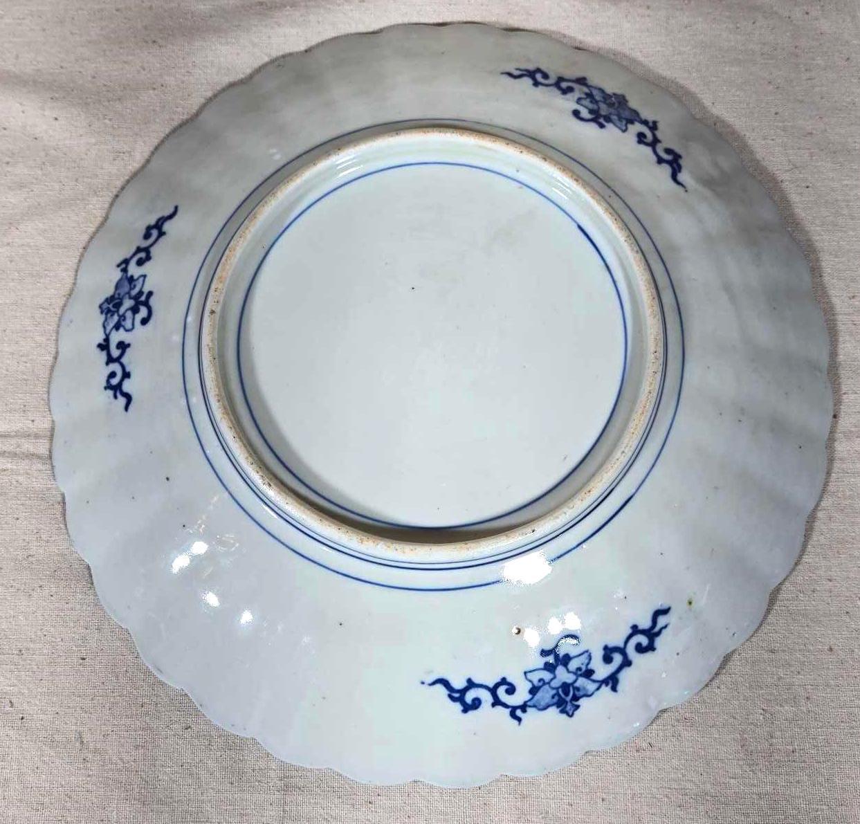 Lot Of 3 Early Blue And White China Plates / Chargers