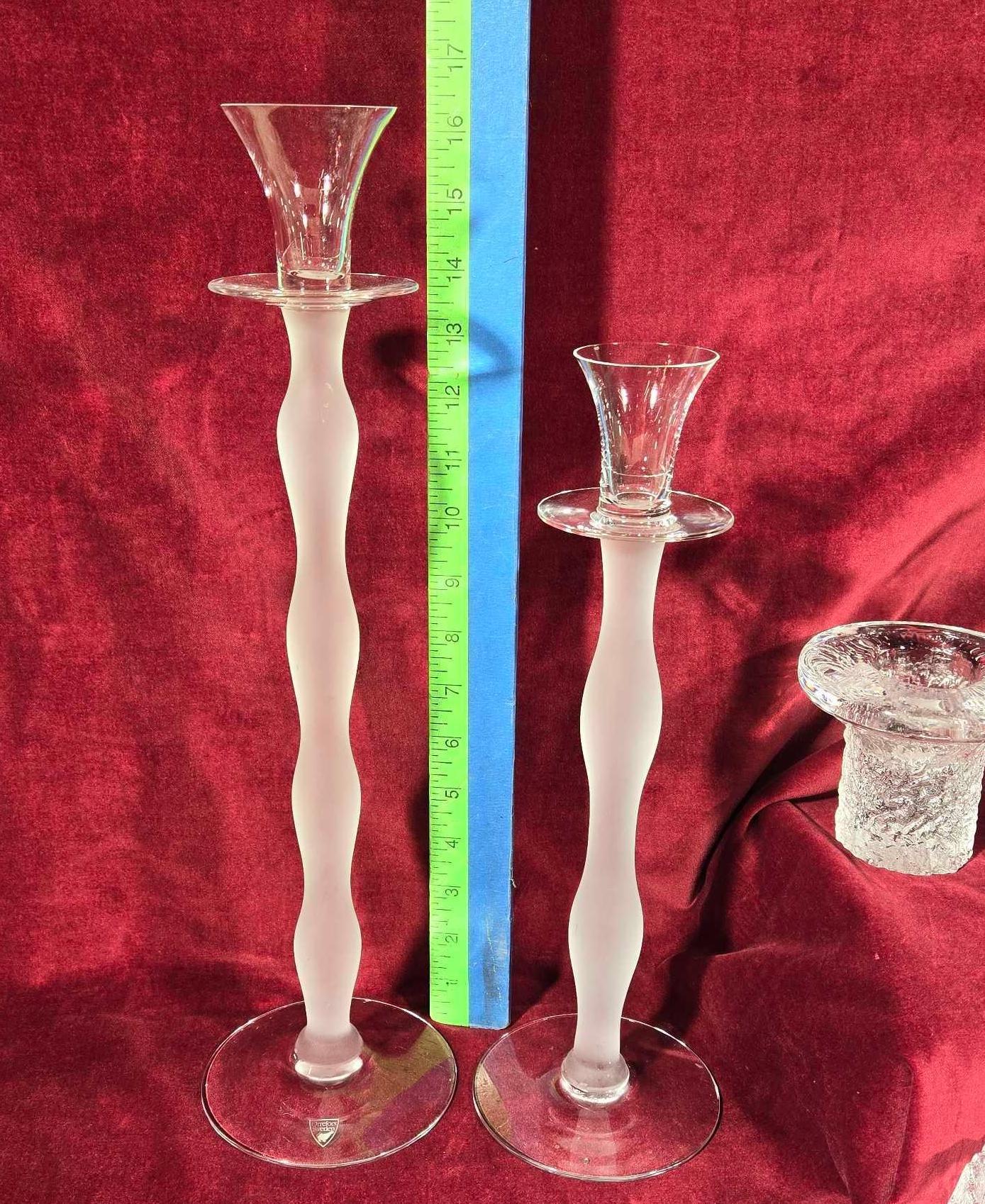 8 Pcs. Scandinavian Clear Art Glass Candle Holders