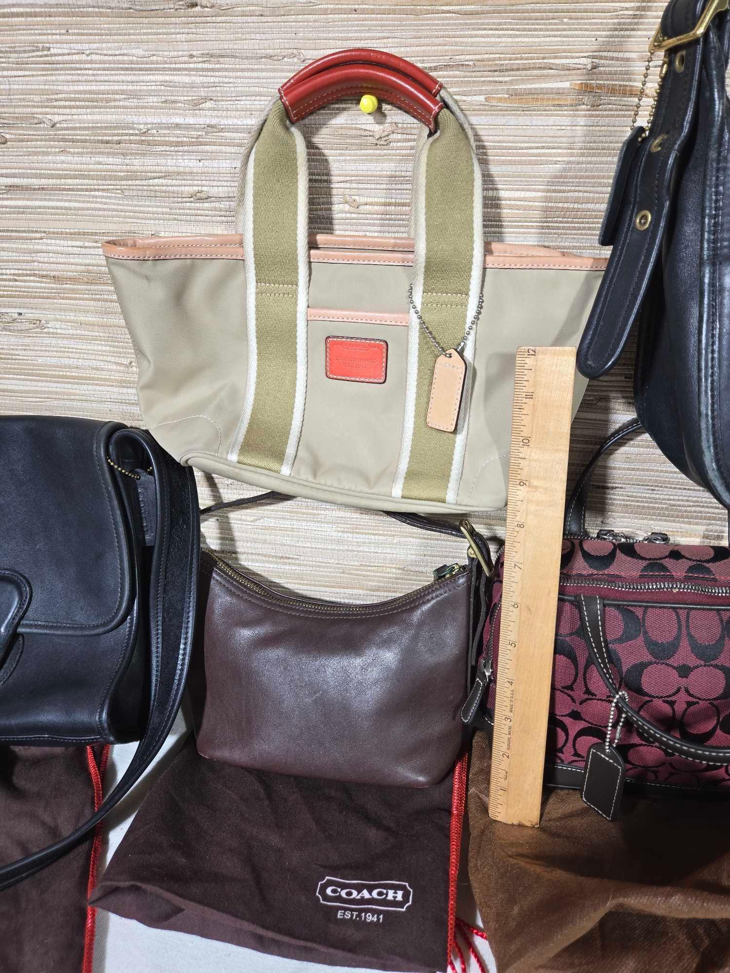 Collection of Mostly Vintage Coach Leather Handbags