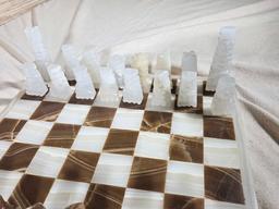 Carved Onyx Chess Set with Board