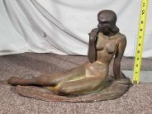 1992 "Zaro" George Tudzarov, Pottery Raku, Reclining Nude Sculpture