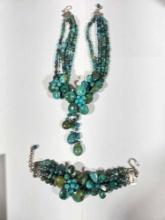Soms Beaded Turquoise Necklace with Matching Bracelet