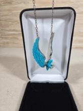 Unsigned Navajo Ben Livingston Turquoise Sterling Eagle Necklace