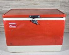 Vintage Coleman Red Metal Cooler