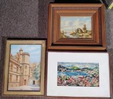 3 Fine Art Landscape and Architectural Feature Paintings