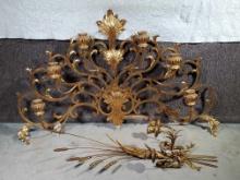 2 Pieces Of Gilt Metal Mid Century Hollywood Reagency Wall Candle Holders