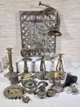 Collection of Metalware Incl. Candlesticks, Incense Pots, & More