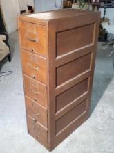 Antique Oak 5 Drawer File Cabinet