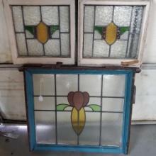 3 Antique Stained Glass Windows