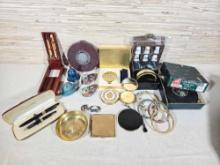 Estate Collection of Compacts, Pens, Cloisonne Jewelry, & More