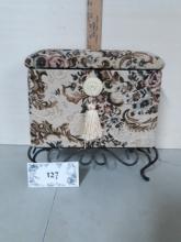 Upholstered Box on Metal Stand